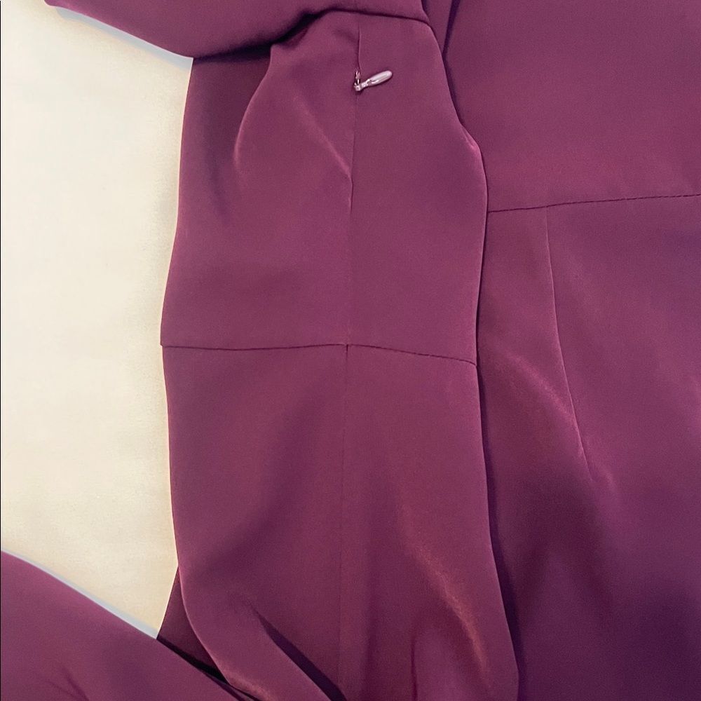 DKNY purple dress szM pleated long sleeves with cuffs faux wrap front EUC - Picture 10 of 17